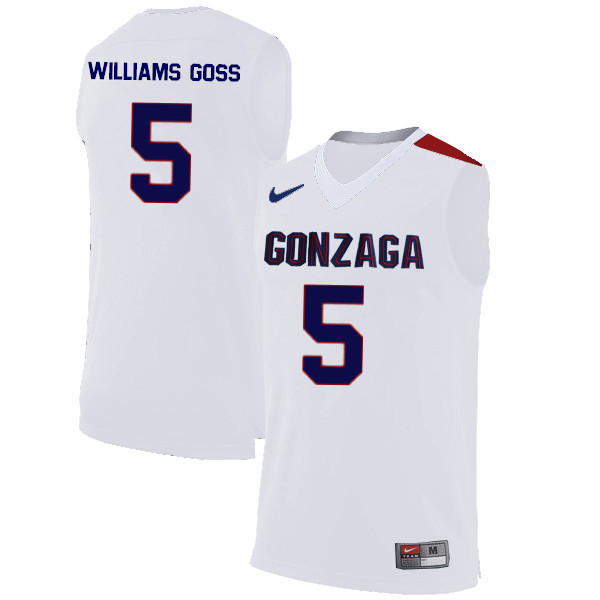 Men #5 Nigel Williams-Goss Gonzaga Bulldogs College Basketball Jerseys-White - Click Image to Close